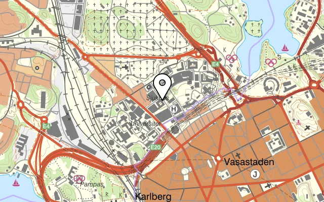 Karta som visar Marrakech Karolinska Sjukhuset Solna på Gävlegatan 55, 171 64 Solna, Sweden