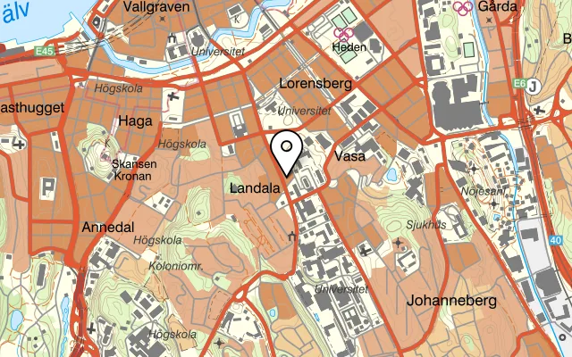 Karta som visar Wada Sushi på Aschebergsgatan 40A, 411 33 Göteborg, Sweden