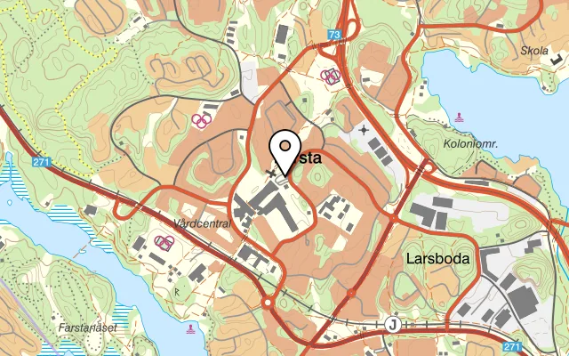 Karta som visar Mae Thai Farsta på Kroppaplan 2, 123 47 Farsta, Sweden