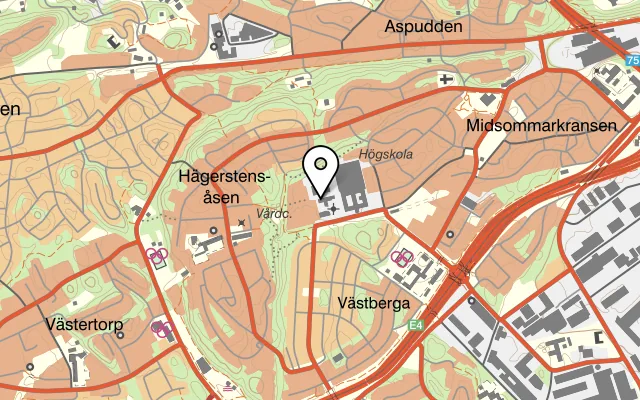 Karta som visar X Hero Sushi Telefonplan på Tellusgången 27, 126 26 Hägersten, Sweden