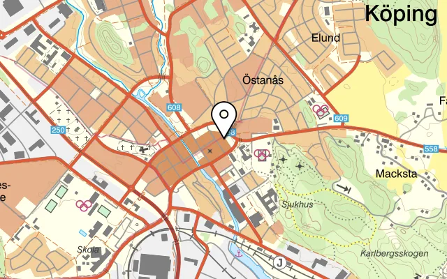Karta som visar Hela Människan-Kontakten på Humlegårdsgatan 2B, 731 30 Köping, Sweden