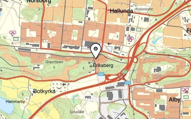 Karta som visar 3 Springs - Restaurant på Tre Källors väg 1, 145 65 Norsborg, Sweden