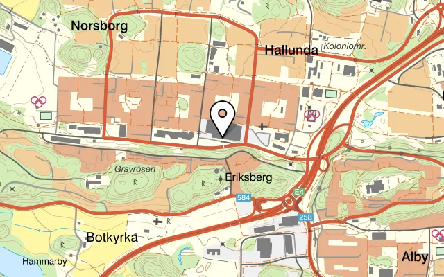 Karta som visar Isaks Chicken - Norsborg på Hallundaplan 7, 145 68 Norsborg, Sweden