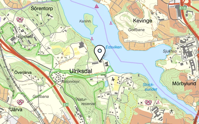 Karta som visar Ulriksdals Besökscenter, Kafé och butik på Orangerivägen 4A, 170 79 Solna, Sweden
