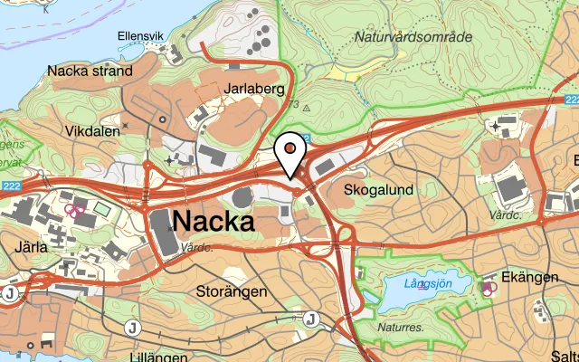 Karta som visar Bonn Sushi på Skvaltans väg 11, 131 39 Nacka, Sweden