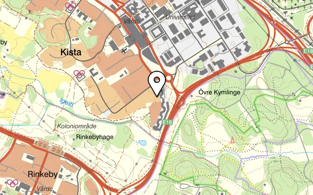Karta som visar Nejlika Indisk restaurang på Kronborgsgränd 14, 164 46 Kista, Sweden