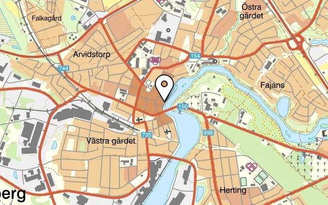 Karta som visar Bistro Grand på Hotellgatan 1, 311 31 Falkenberg, Sweden