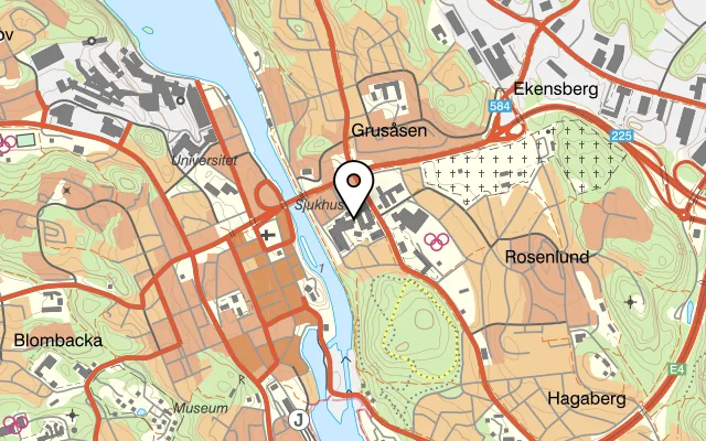 Karta som visar Heat Södertälje på Rosenborgsgatan 8, 152 40 Södertälje, Sweden