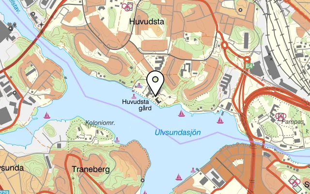 Karta som visar Hufvudsta Gård Boutique House | Konferens Stockholm | Matlagningskurs | Restaurang på Hufvudsta Gård, 171 73 Solna, Sweden