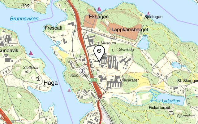 Karta som visar Accelerator Cafe By Gamla Orangeriet på Frescativägen 26, 104 05 Stockholm, Sweden