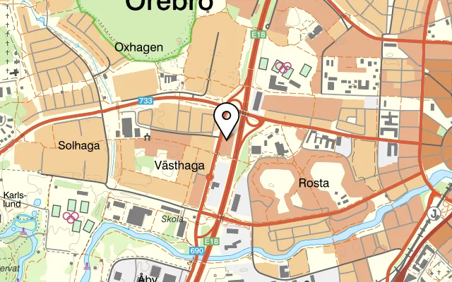 Karta som visar Scandic Örebro Väst på Västhagagatan 1B, 703 46 Örebro, Sweden