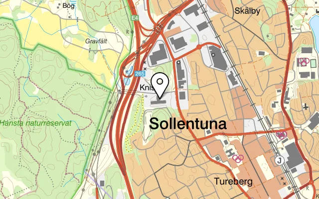 Karta som visar Richards Kök - Lunchrestaurang på Knistavägen 3, 191 62 Sollentuna, Sweden