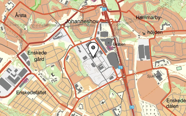 Karta som visar SIN Ramen Slaughterhouse på Hallvägen 13, 121 62 Johanneshov, Sweden