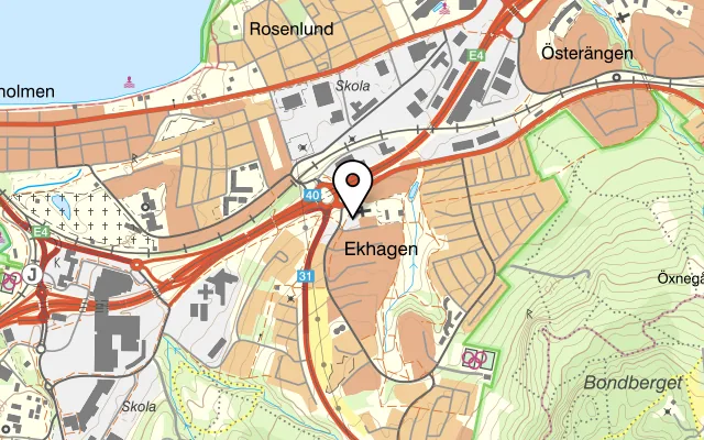 Karta som visar Ekhagens Pizzeria på 
