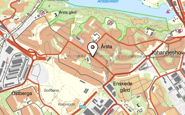 Karta som visar Nelles Pizzeria & Café på Årstavägen 39, 120 52 Årsta, Sweden