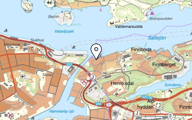 Karta som visar SQ Bar och Restaurang på Saltsjöqvarns kaj 25, 131 71 Nacka, Sweden