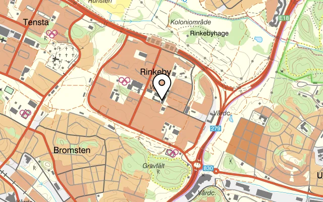 Karta som visar Tunis Pizzeria & Kebab i Rinkeby AB på Rinkebytorget 8, 163 73 Spånga, Sweden