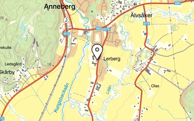 Karta som visar Lerbergs lunch o gårdscafe på Lerbergsvägen 127, 434 95 Kungsbacka, Sweden