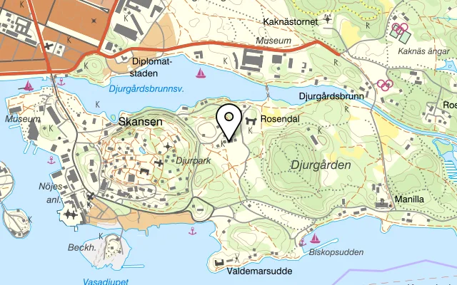 Karta som visar Rosendals Trädgård på Rosendalsterrassen 12, 115 21 Stockholm, Sweden