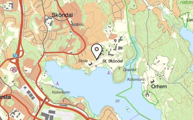 Karta som visar Nice Valley - Växthuset på Växthuset, Oscar Blomstrands Väg, 128 64 Sköndal, Sweden