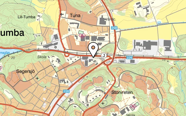 Karta som visar Spaaks Konditori AB på Tumba torg 3, 147 30 Tumba, Sweden
