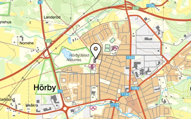 Karta som visar Classic Bowl Hörby på Byggmästaregatan 6, 242 32 Hörby, Sweden