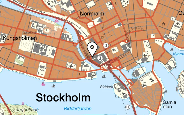 Karta som visar Griffins Steakhouse på Klarabergsviadukten 67, 111 64 Stockholm