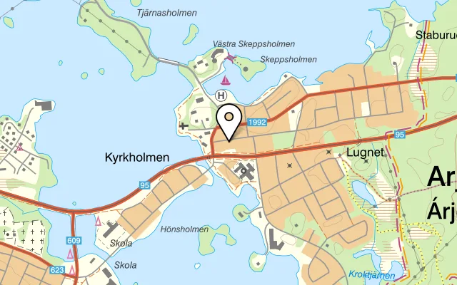 Karta som visar Pizzeria Verona på Drottninggatan 6, 930 90 Arjeplog