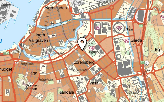 Karta som visar Texas Long Horn Steakhouse på Södra Vägen 7, 411 35 Göteborg