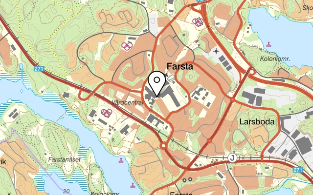 Karta som visar Antonios kök på Farstagången 22, 123 47 Farsta