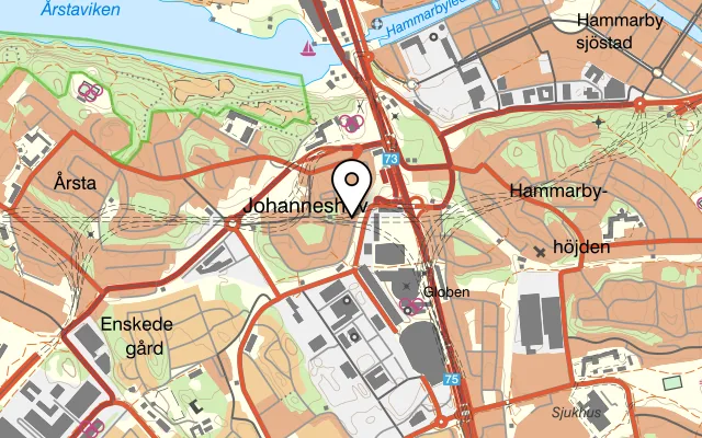 Karta som visar Peony på Skulptörvägen 4, 121 43 Johanneshov
