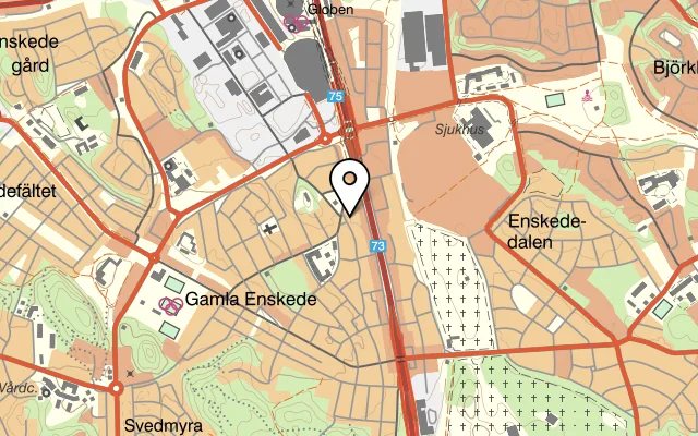 Karta som visar Gamla Enskede matbod på Stockholmsvägen 17, 122 62 Enskede