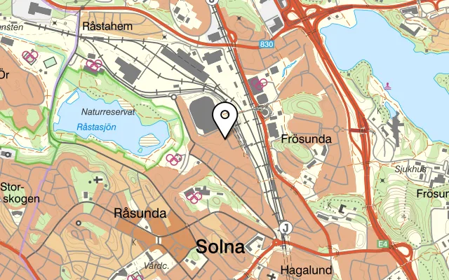 Karta som visar Restaurang Farsi på Stjärntorget 2, 169 79 Solna