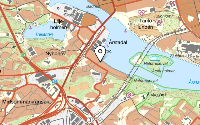 Karta som visar Mama Ye's på Sjövikstorget 9, 117 58 Stockholm
