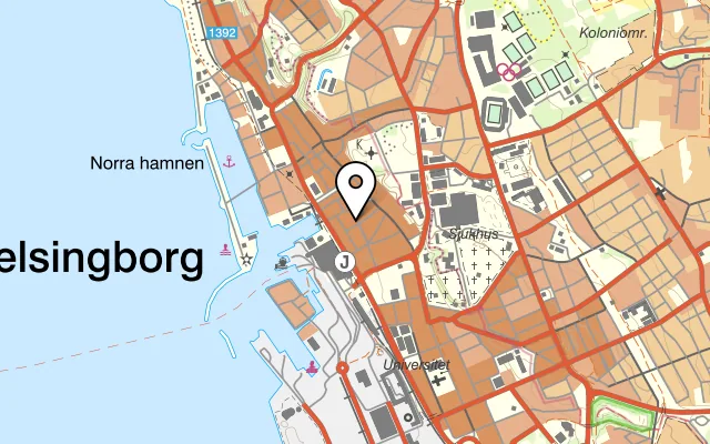 Karta som visar Papadam på Bruksgatan 12, 252 23 Helsingborg