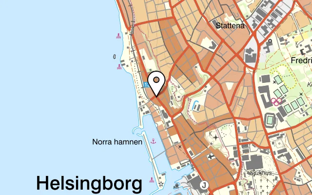 Karta som visar Drottninggatan 35 på Drottninggatan 35, 252 21 Helsingborg