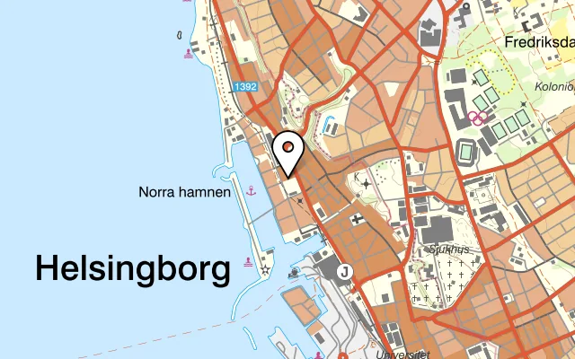 Karta som visar Restaurang Chinatown på Sundstorget 5, 252 21 Helsingborg