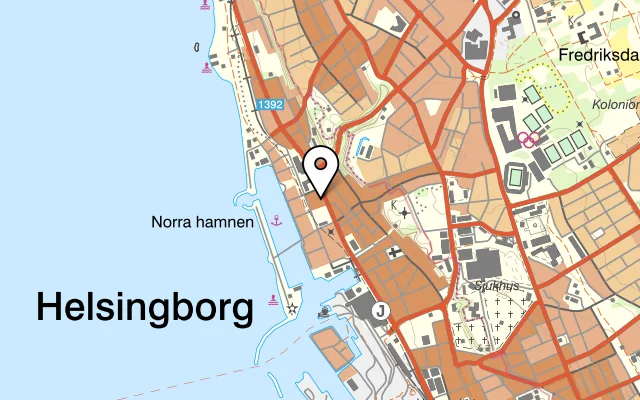Karta som visar Edelweiss på Drottninggatan 15, 252 21 Helsingborg