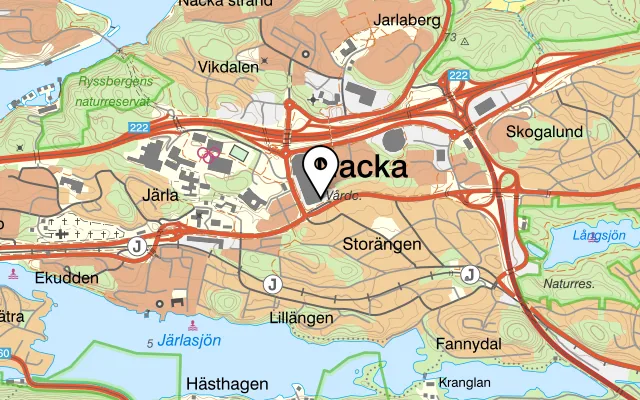 Karta som visar The Bull på Forumvägen 12, 131 53 Nacka