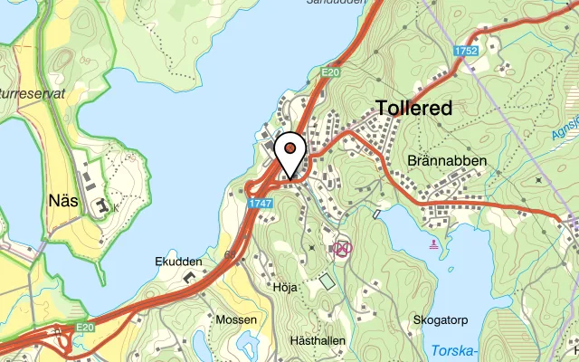 Karta som visar Pizzeria Tuppen på Volrath Bergs väg 3, 448 50 Tollered