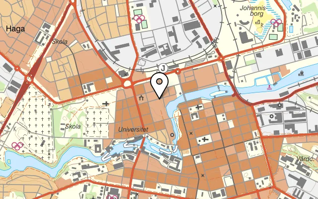 Karta som visar Indra på Bråddgatan 19, 602 22 Norrköping