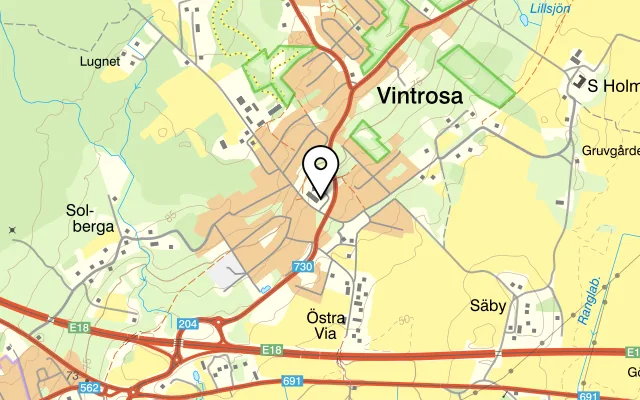 Karta som visar Pizzeria Falken på Skolgatan 4, 719 30 Vintrosa