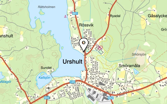 Karta som visar Ladan på Sirkövägen 11, 360 13 Urshult