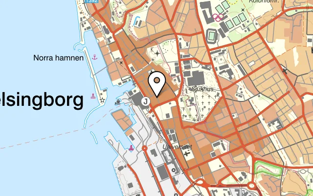 Karta som visar Thai Corner på Bruksgatan 32-34, 252 24 Helsingborg