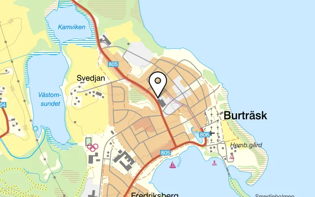 Karta som visar Västerbottensost Besökscenter på Bäckgatan 2, 930 61 Bastuträsk