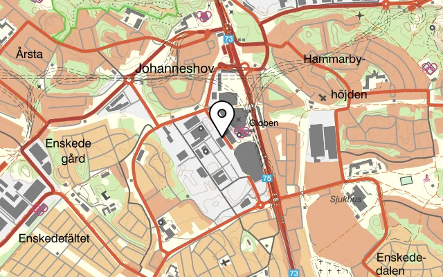 Karta som visar Flitiga Lisa på Arenavägen 60, 121 77 Johanneshov