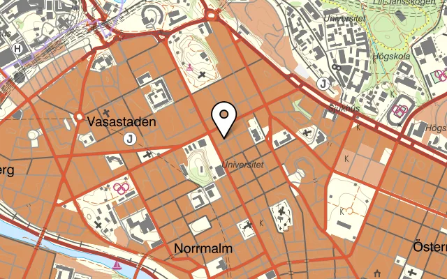 Karta som visar Kimchi på Luntmakargatan 95, 113 51 Stockholm