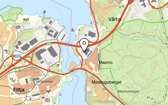 Karta som visar Spinaci på Vårby allé 53, 143 30 Vårby