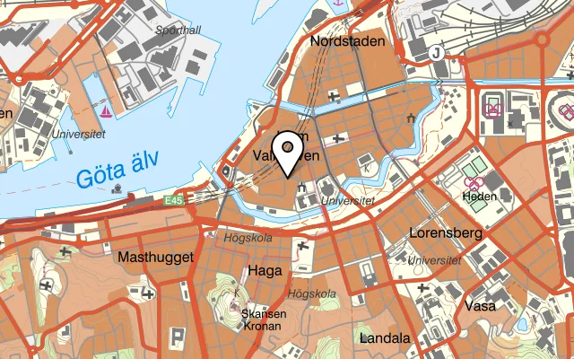 Karta som visar Indiska Hörnet på Hvitfeldtsgatan 13, 411 20 Göteborg
