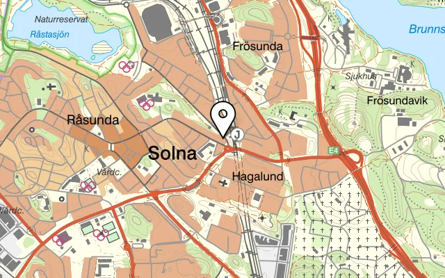 Karta som visar Jalvi Indian Food på Dalvägen 1, 169 56 Solna